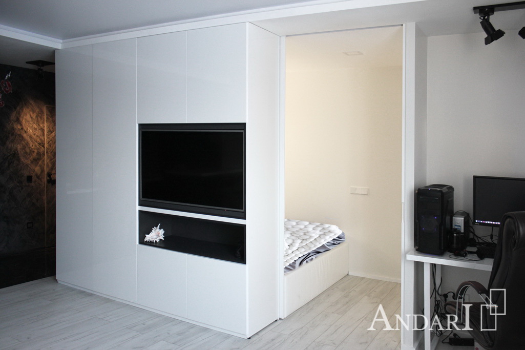 Белая спальня в квартире-студии - Андари