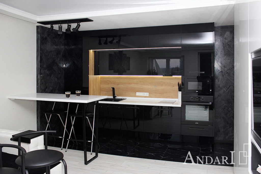 Прямая кухня в квартире-студии - Андари
